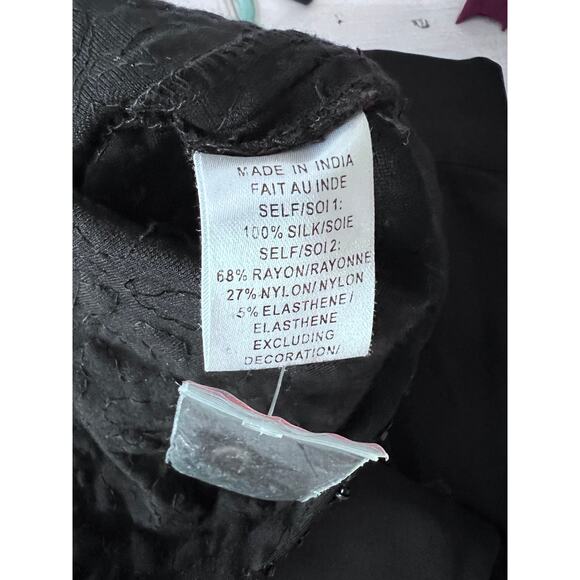 Haute Hippie Shirt Mini Dress M Black Silk Blend Sequin Beads Evening Party NWOT - Picture 10 of 11